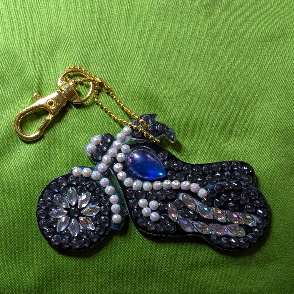 5 For $10 Double Sided Crystal Embellished Motorcycle Keychain